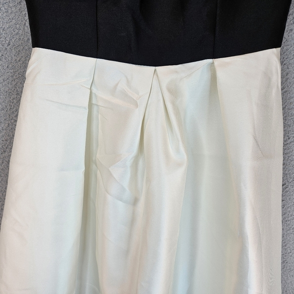 Alfred Sung Dress Womens Sz 10 Black & Ivory Satin Hi-lo Hem Pockets Formal - Picture 4 of 12